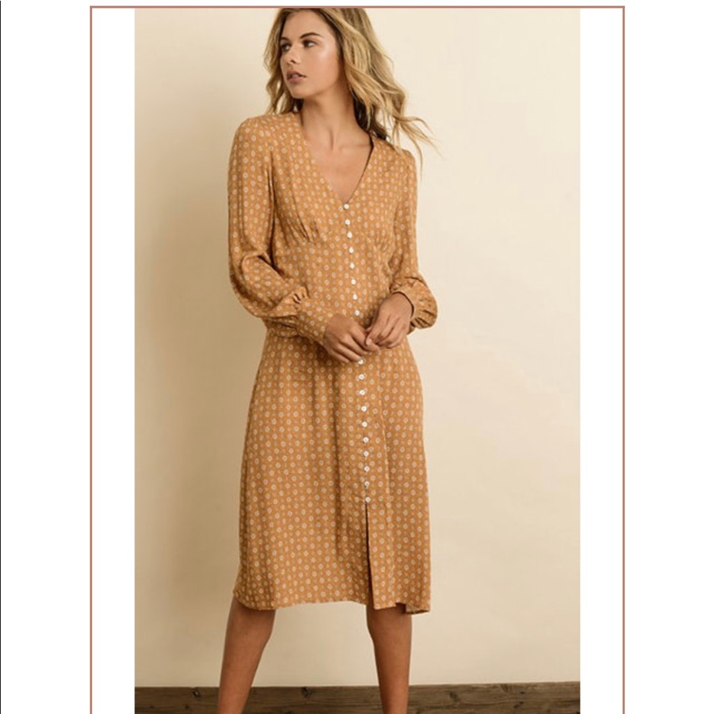 Mustard V neck dress - Picture 3 of 7